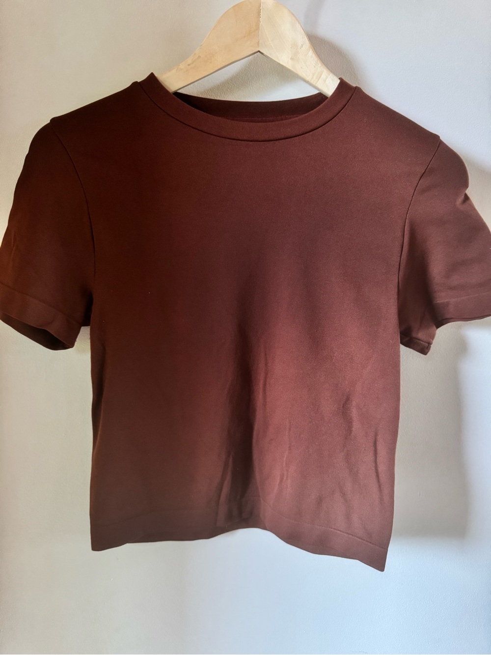 a new day Short-Sleeve Crewneck Top — Chocolate Brown